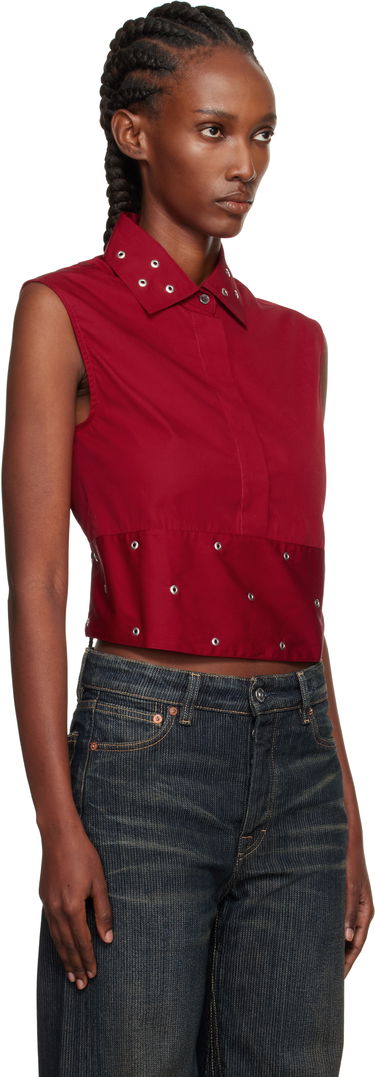 Съкратен топ OUR LEGACY Sleeveless Collared Eyelet Crop Girdle Top Червено | W4252GLR, 1