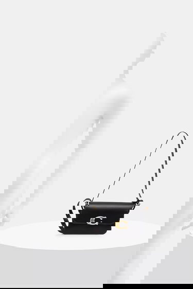 Чанта през рамо Coach Leather Flap Shoulder Bag with C-Lock Черно | CAM17, 5