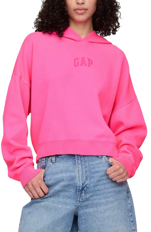 Cropped Long Sleeve Hoodie with Front Logo