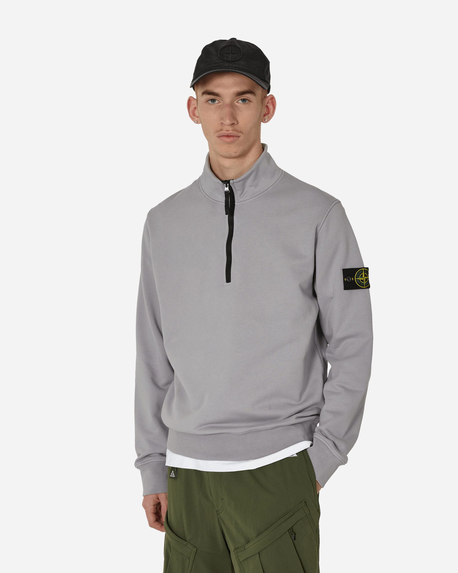 Суитчър Stone Island Cotton Half Zip Sweatshirt "Dust" Сиво | 801561951 V0064, 1