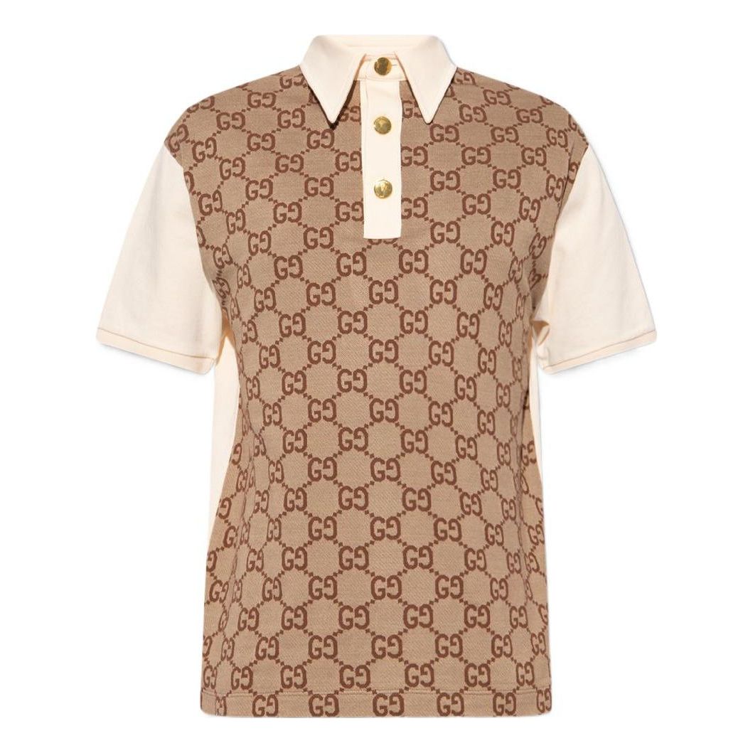 Поло тениска Gucci Jumbo GG Jacquard Polo Кафяво | 682015-XJD1F-2270, 0