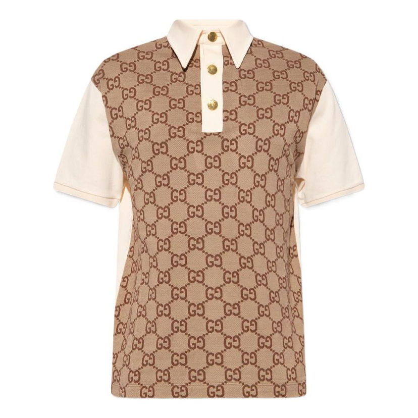 Поло тениска Gucci Jumbo GG Jacquard Polo Кафяво | 682015-XJD1F-2270