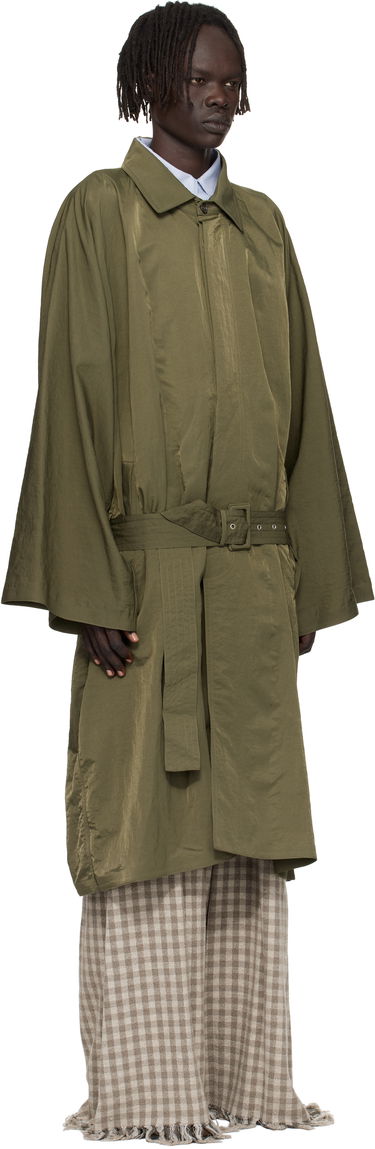 Тренчкот HED MAYNER Hed Mayner Crinkled Trench Coat Зелено | HMMB10043A-HB219, 1