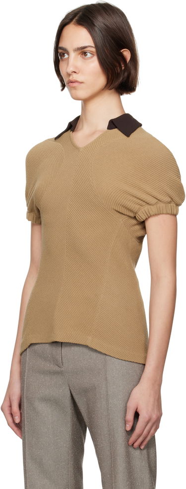 Пуловер Tory Burch Tory Burch Short Sleeve Knit Polo Бежово | 173370-965, 3