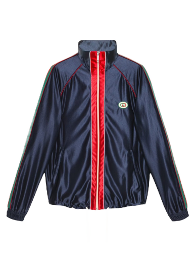 Яке Gucci Shiny Jersey Jacket Тъмно синьо | 655341 XJDF1 4330