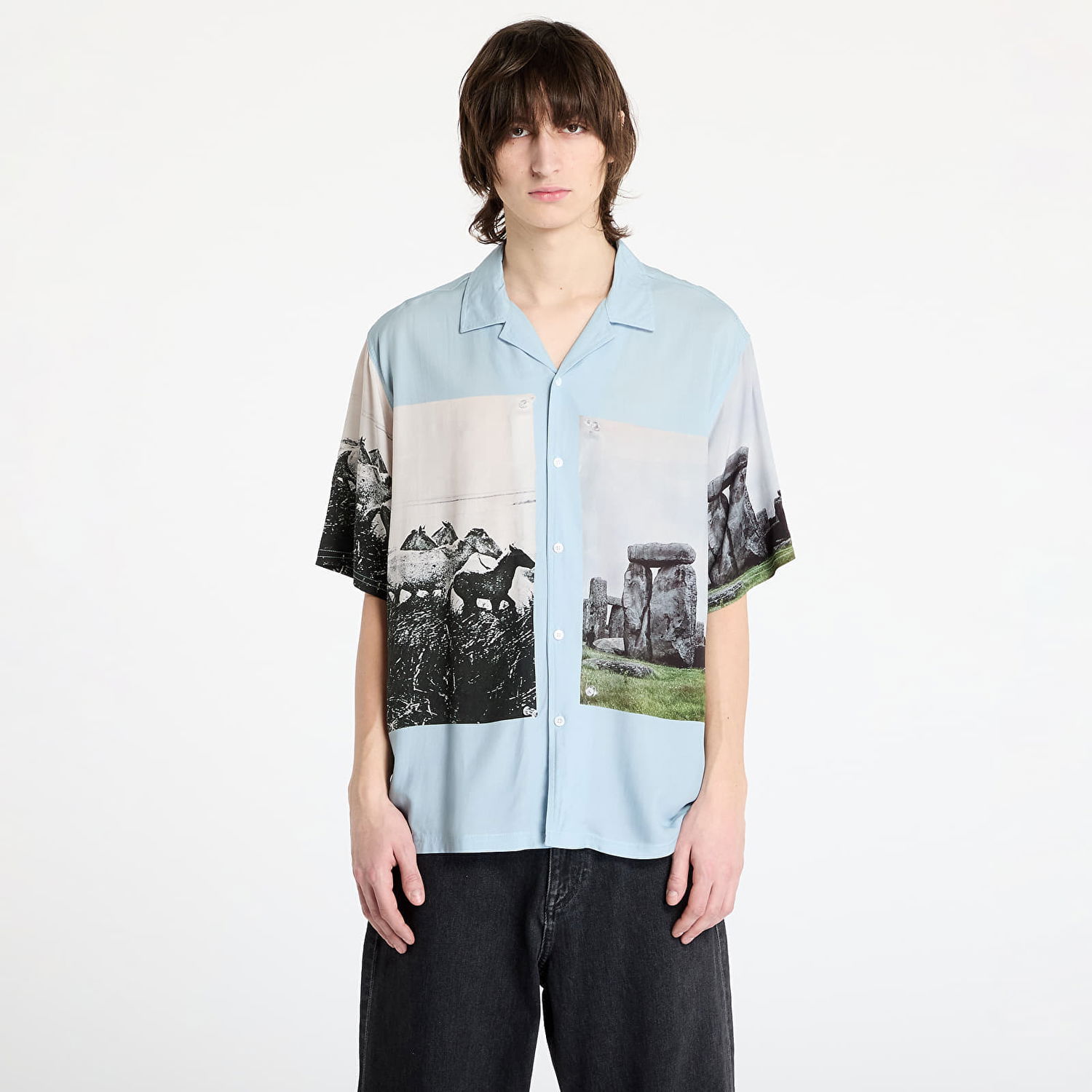 Риза Pleasures PLEASURES Stone Horse Button Down Shirt Синьо | P25SP022 BLUE, 0
