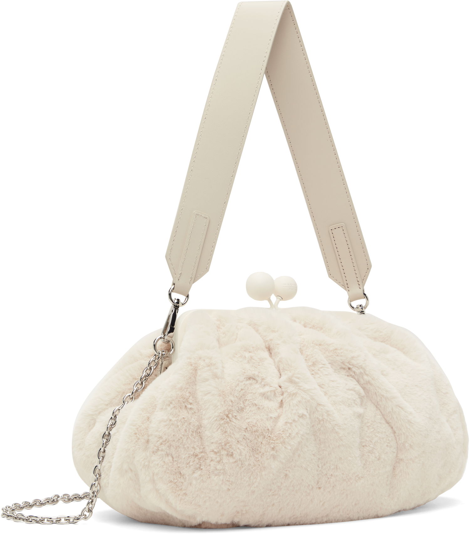 Дамска чанта Max Mara Max Mara Gianna Fur Shoulder Bag Бежово | 2425516075600 MM84575, 1