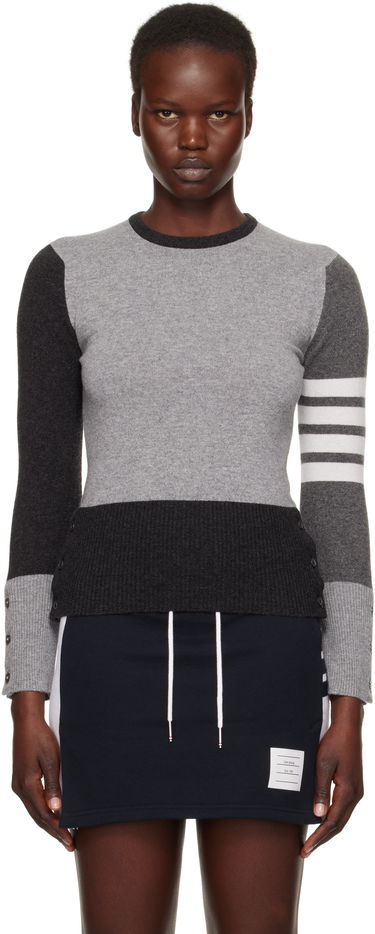 Пуловер Thom Browne Colorblock Crew Neck Sweater Сиво | FKA001F-00011, 0