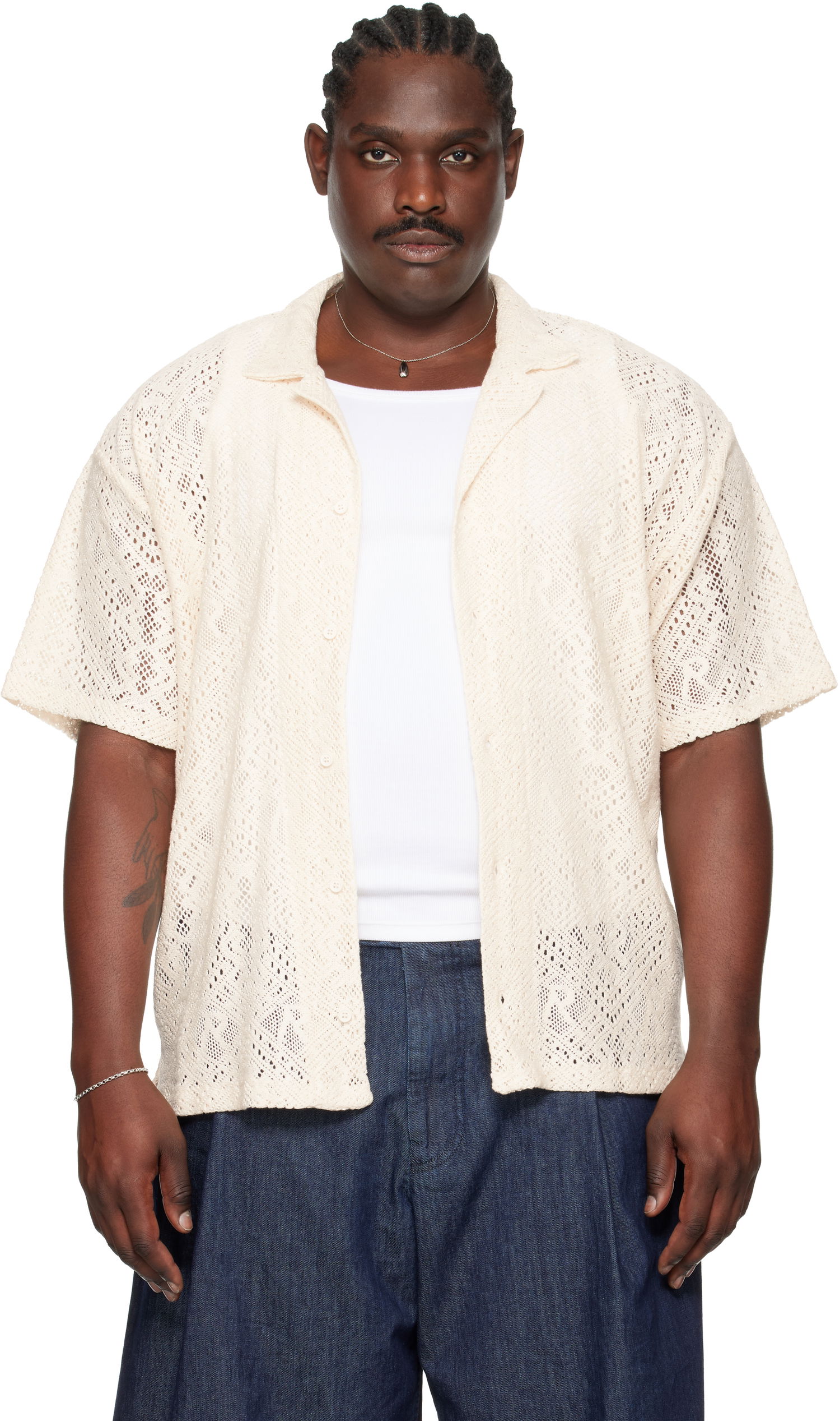 Риза Represent Clo All Over Crochet Shirt Бежово | MLM3837, 0