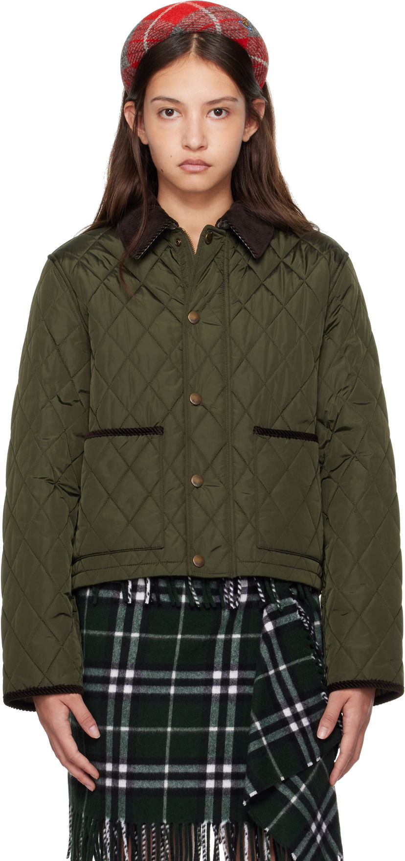 Пухо яке Burberry Short Quilted Jacket Зелено | 8105099