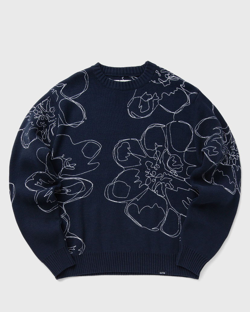 Пуловер Arte Antwerp Flower Stitch Allover Knit Синьо | AW24-156K-NAVY