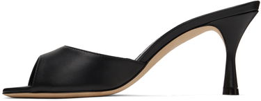 Аксесоари Manolo Blahnik Manolo Blahnik Jadarona Leather Heeled Mules Черно | 121-1461, 2