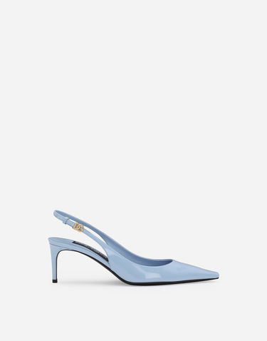 Кецове и обувки Dolce & Gabbana Polished Calfskin Slingbacks Синьо | CG0805A103780789, 0