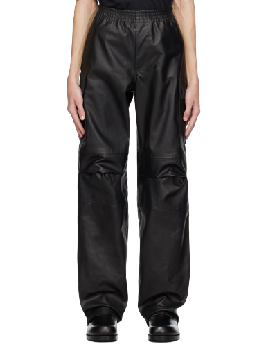 Pleated Leather Cargo Pants