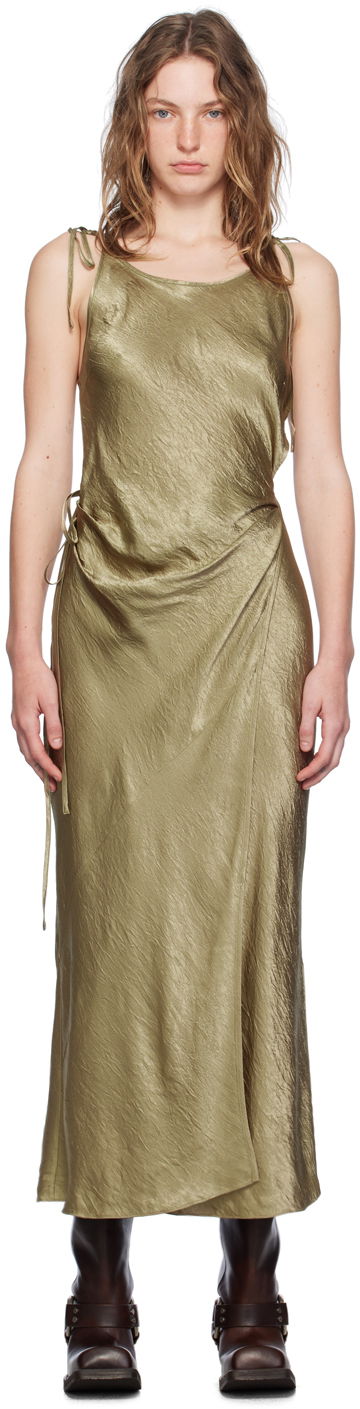 Pокля Acne Studios Khaki Wrap Maxi Dress Зелено | A20752-, 0