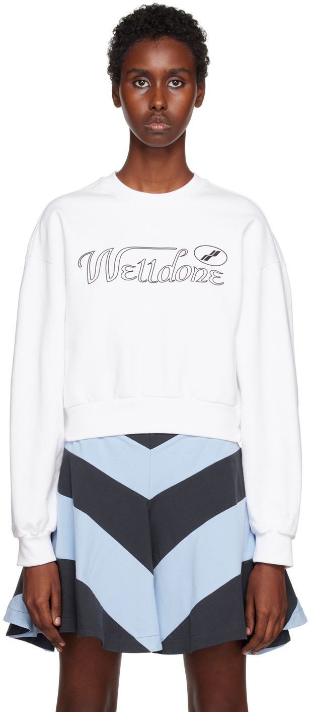 Суитчър We11done Cropped Graphic Sweatshirt Бяло | WD-TS3-22-860-W-WH, 0