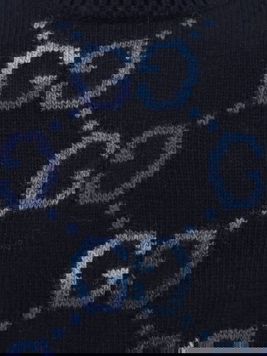 Пуловер Gucci Navy Blue Sweater with Pattern Тъмно синьо | 770509XKDSJ4735, 2
