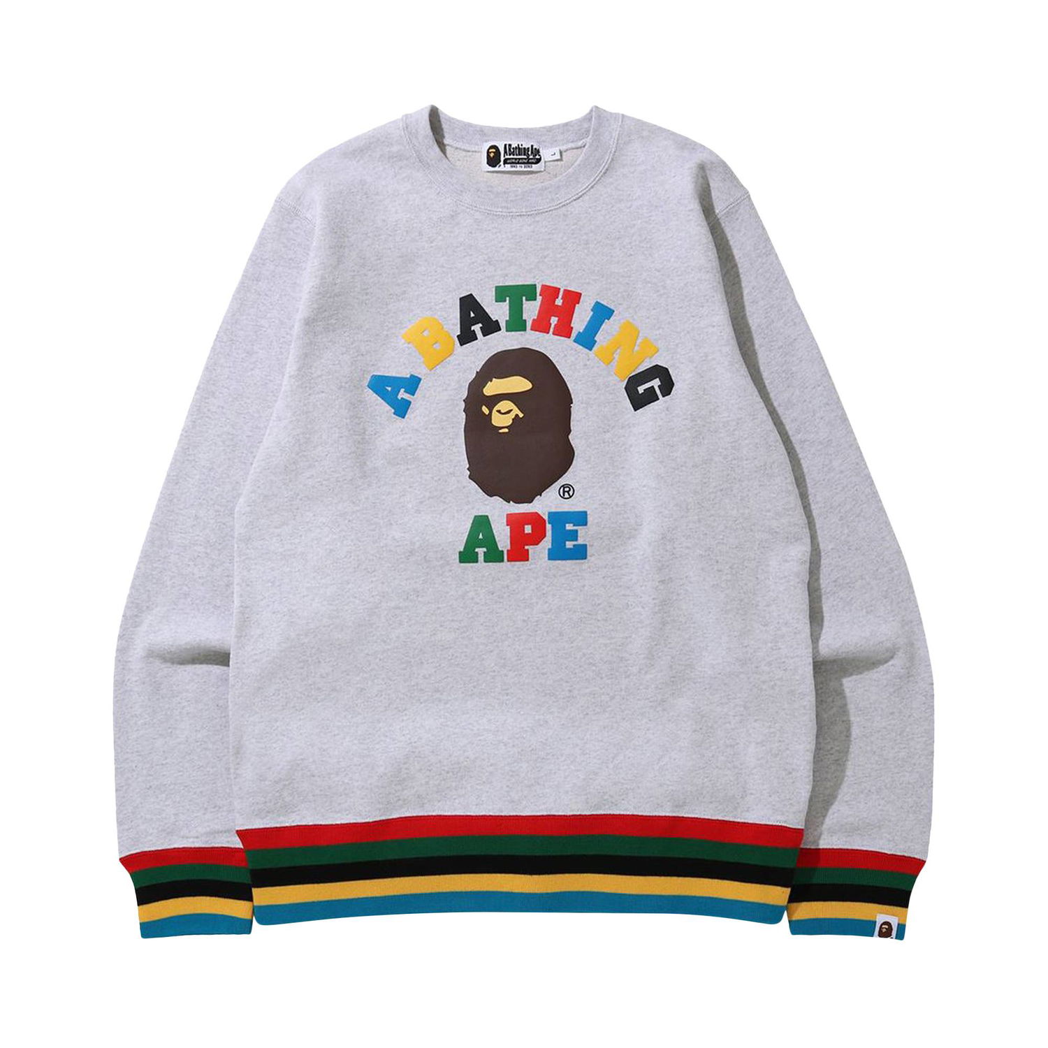 Пуловер BAPE College Line Rib Crewneck Сиво | 1G30 113 005 GREY, 1