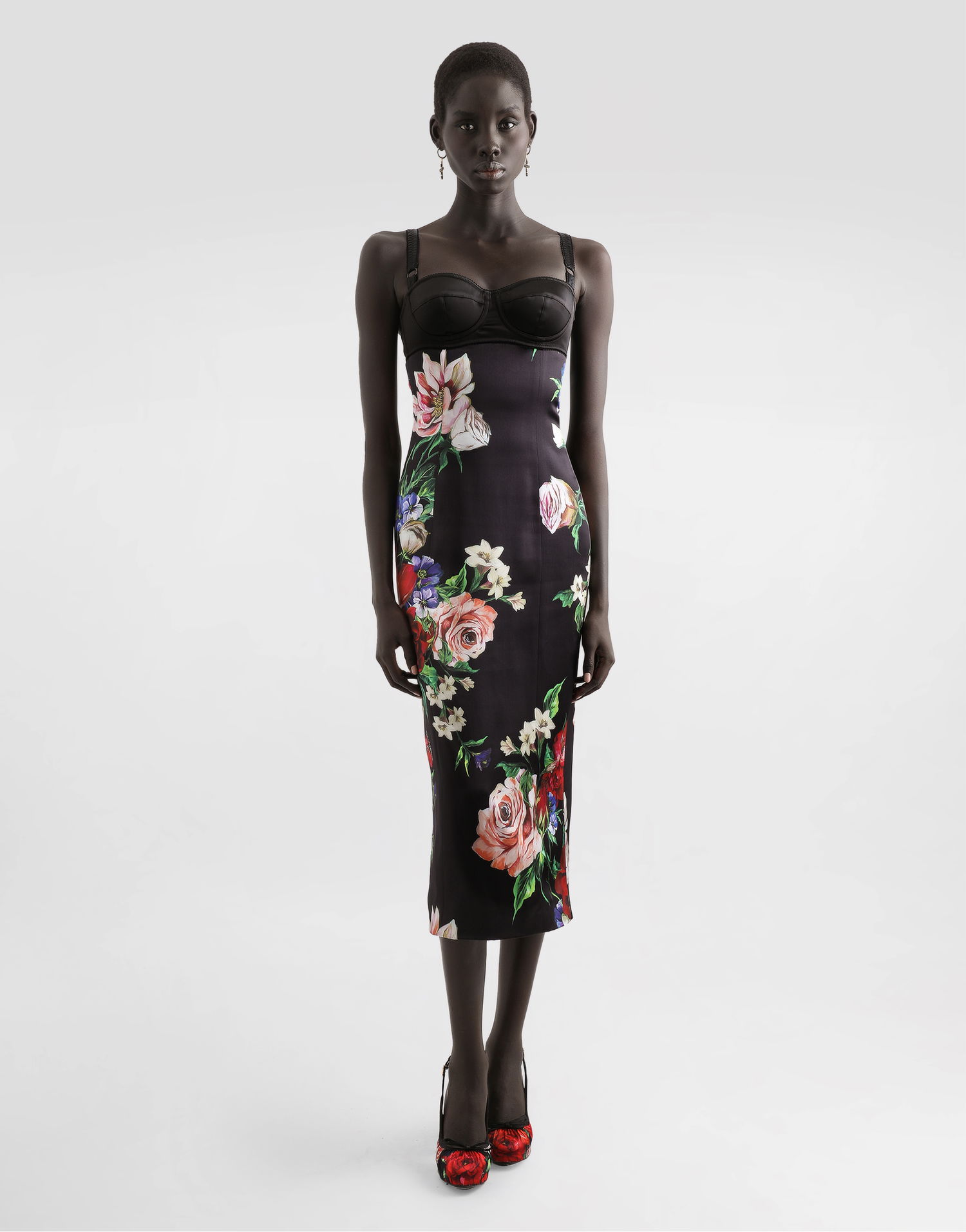 Pокля Dolce & Gabbana Dolce & Gabbana Satin Slip Dress With Floral Print and Bra Detail Черно | F6TTXTFSIB5HN5PR, 1
