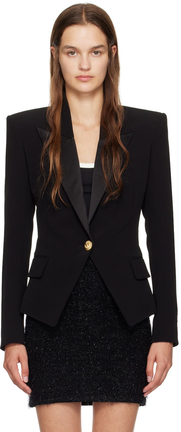 Single-Button Satin-Lapel Blazer