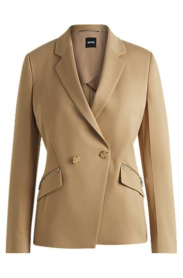 Яке BOSS Slim Fit Blazer with Zipped Pockets Бежово | 50530885, 0