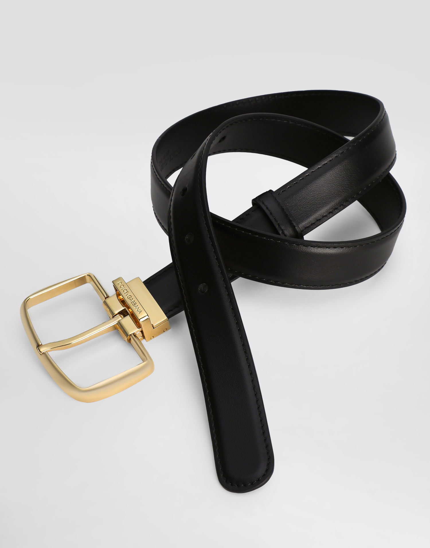 Колани Dolce & Gabbana Dolce & Gabbana Smooth Calfskin Belt with Square Buckle Черно | BE1666AW57680999, 1