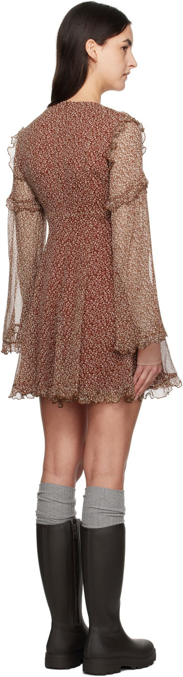 Pокля Max Mara Weekend Floral Print Ruffle Mini Dress Кафяво | 2425226013600, 2