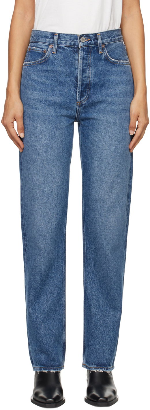 Дънки AGOLDE High Rise Straight Jeans Синьо | A154D-1535, 0
