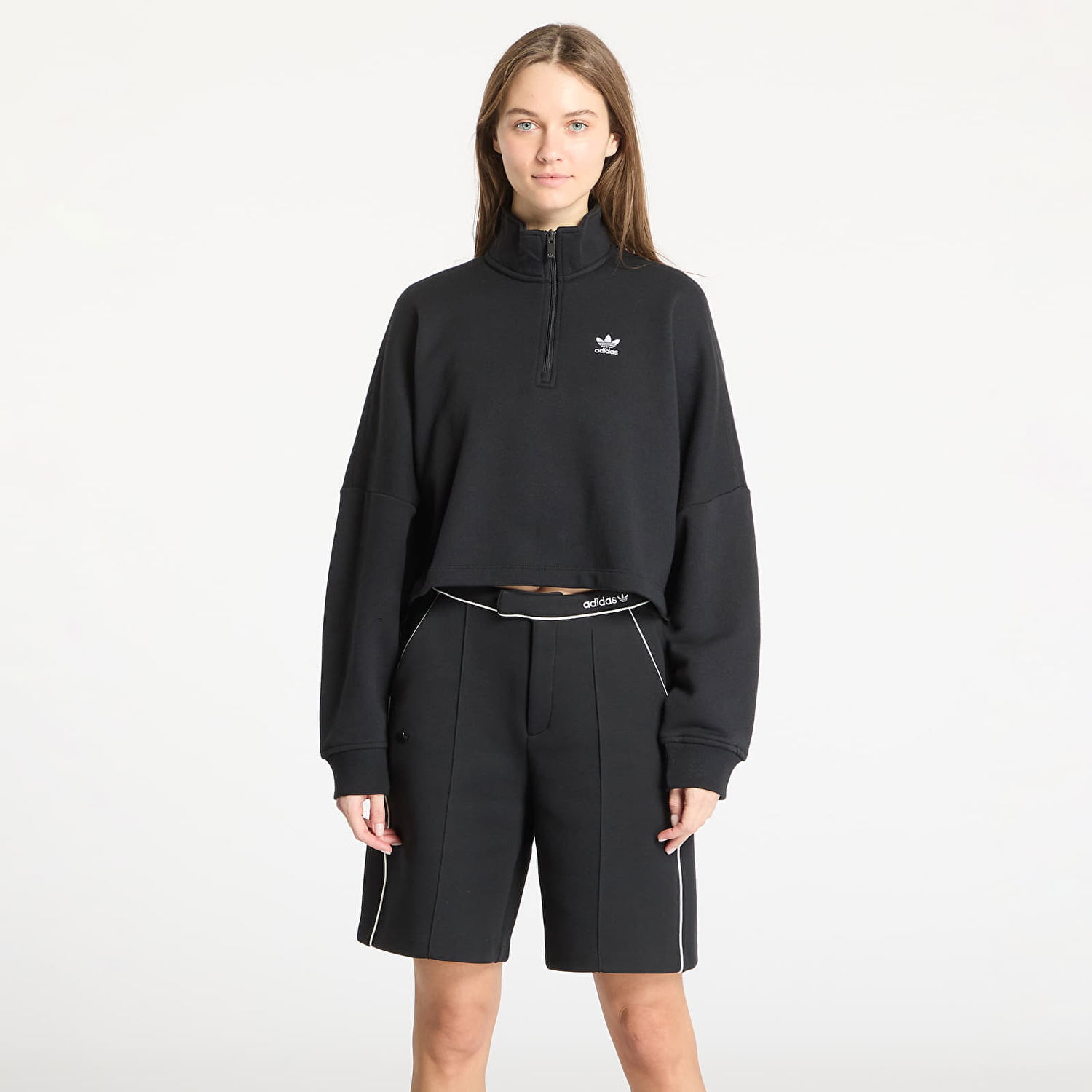 Суитчър adidas Originals Essentials French Terry Half Zip Sweatshirt Черно | IW5726, 0