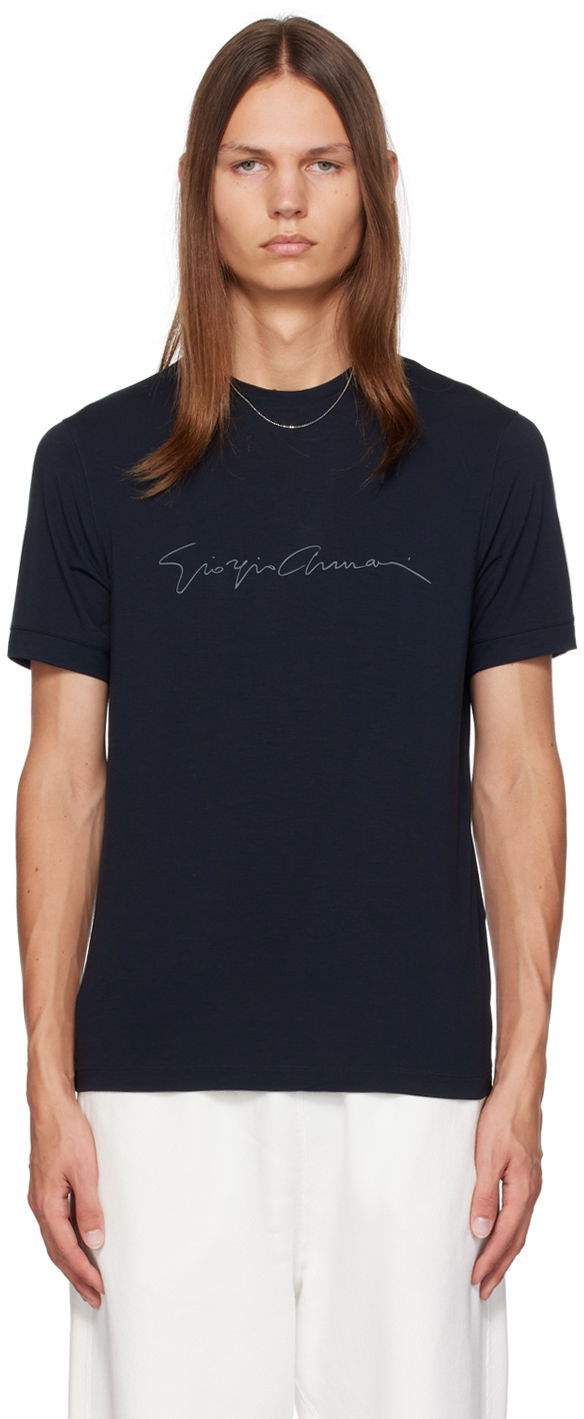Тениска Giorgio Armani Printed T-Shirt Тъмно синьо | 6GST56_SJP4Z_UBSG, 0