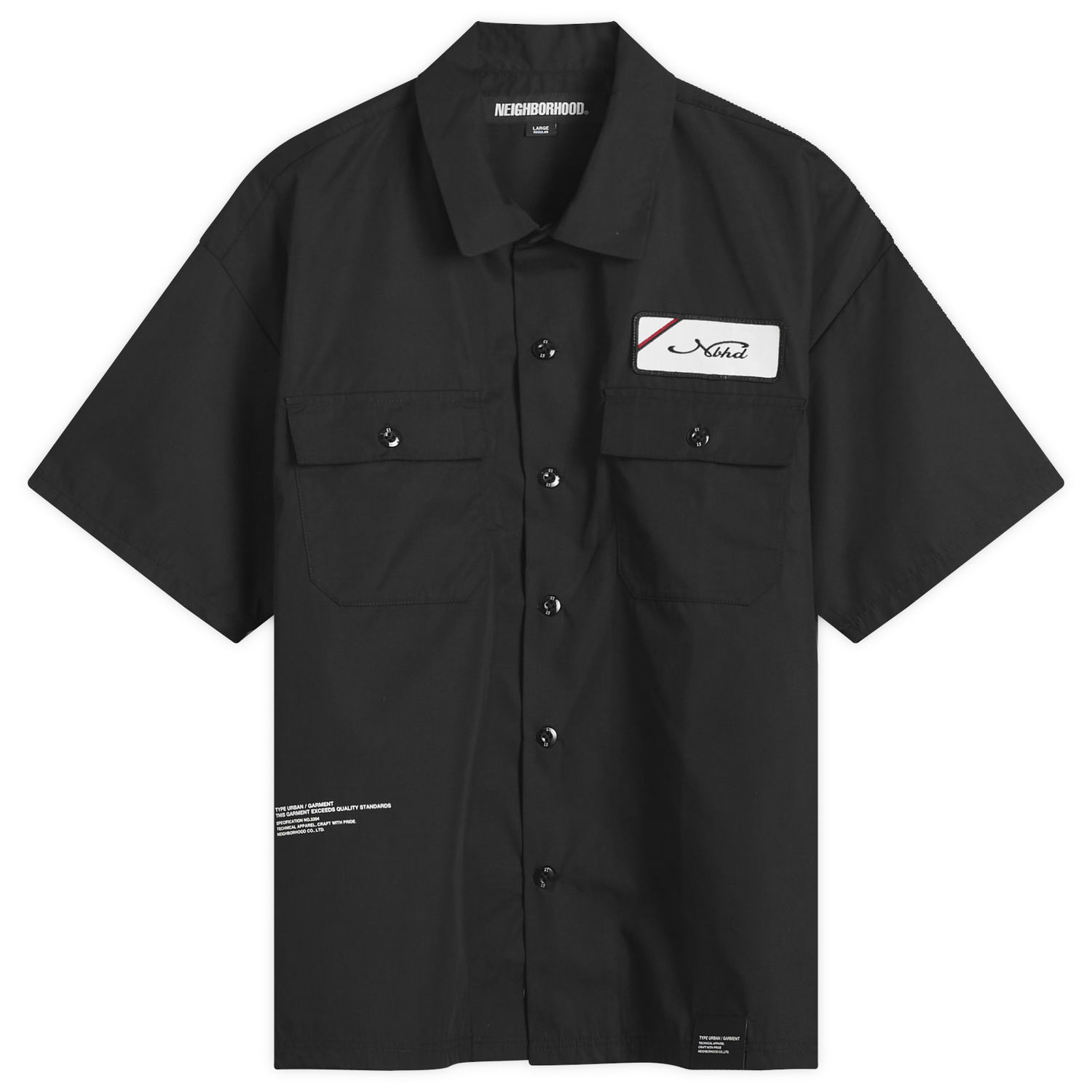 Риза Neighborhood Neighborhood Classic Short Sleeve Work Shirt, Size Large Черно | 251TSNH-SHM02-BLK, 1