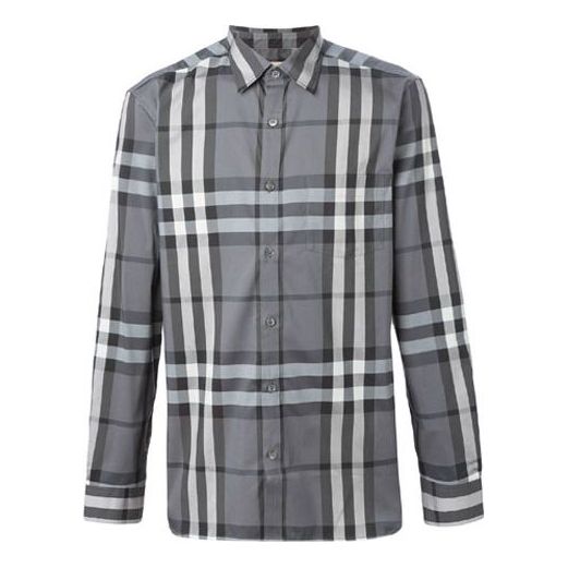 Риза Burberry Burberry Plaid Long Sleeve Shirt Сиво | 39835371, 0