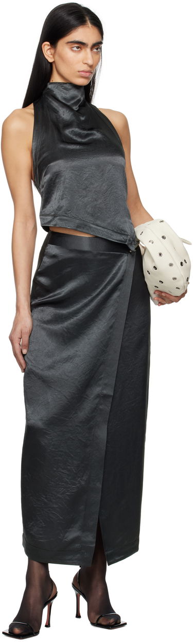 Пола Nanushka Nanushka Inara Satin Halter Tank Top Черно | NW25RSTP08077, 3