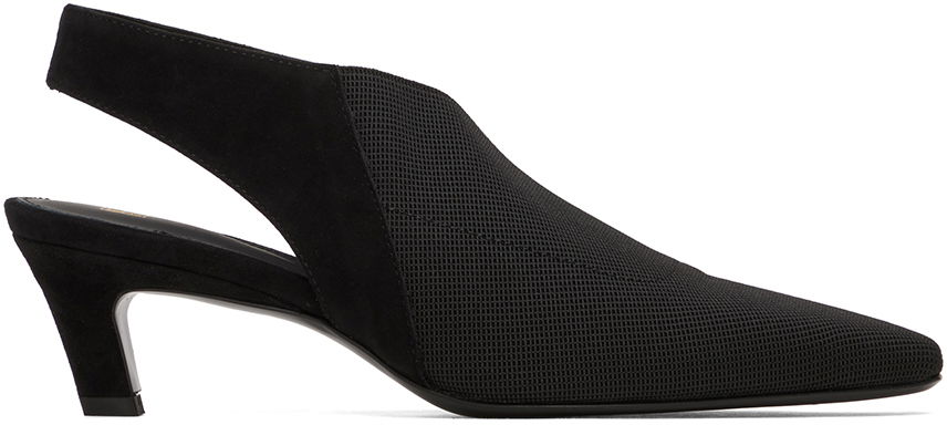 Кецове и обувки TOTEME 'The Mid Heel Elastic Slingback' Heels Черно | 242-WAS1419-FB0152, 0