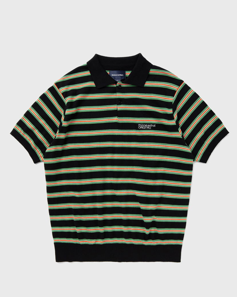 Поло тениска thisisneverthat Striped Knit Polo Черно | TN241KKNPK02BLK