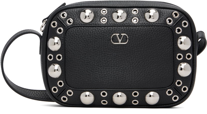 Чанта през рамо Valentino Valentino Garavani Nellcôte Calfskin Studded Shoulder Bag Черно | 7Y2B0R74MJL