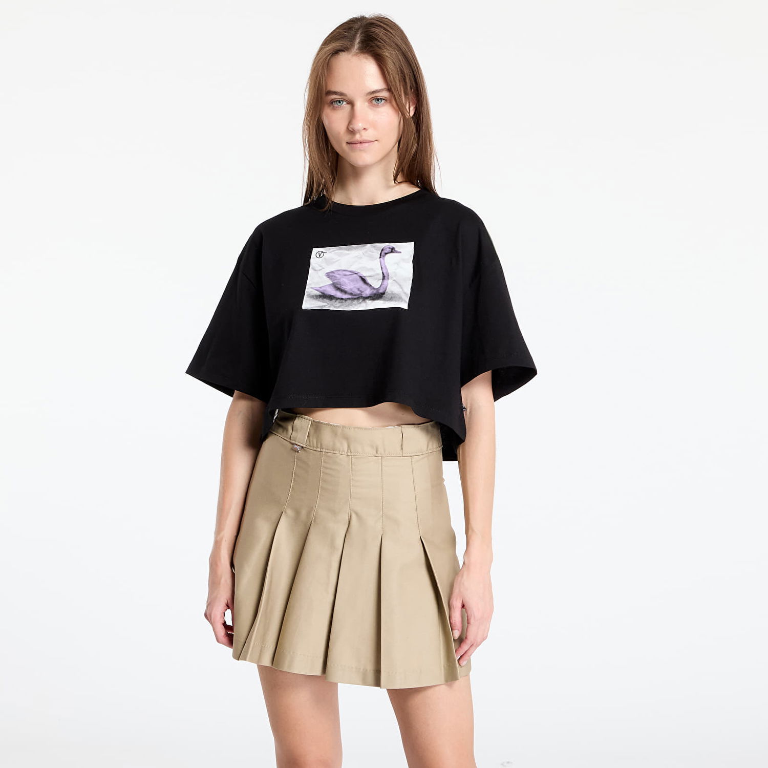 Тениска Vans T-shirt Swan SS Relax Crop Black XL Черно | VN000HHFBLK1, 0