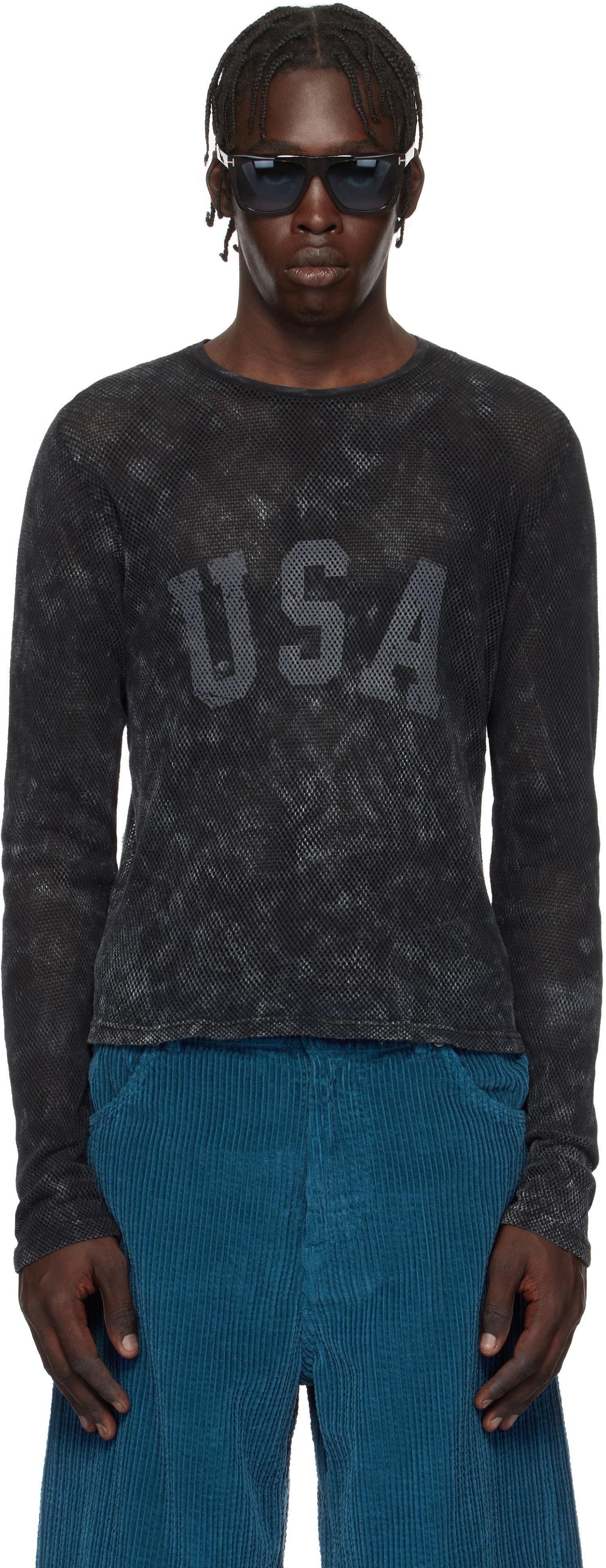Тениска GUESS GUESS USA Front Lettering Long Sleeve T-Shirt Черно | M4BP03KC4H0JTMU, 0