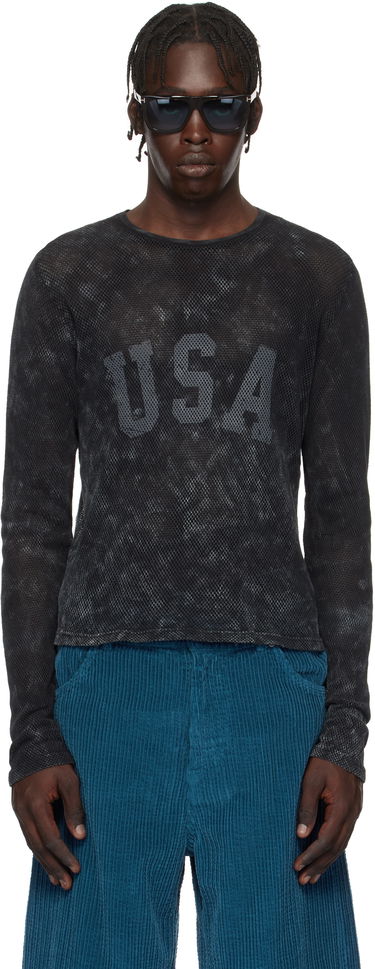 Тениска GUESS GUESS USA Front Lettering Long Sleeve T-Shirt Черно | M4BP03KC4H0JTMU, 0