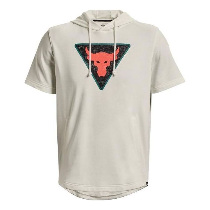 Суитчър Under Armour Project Rock Men's Terry Short Sleeve Hoodie Бяло | 1378019-130