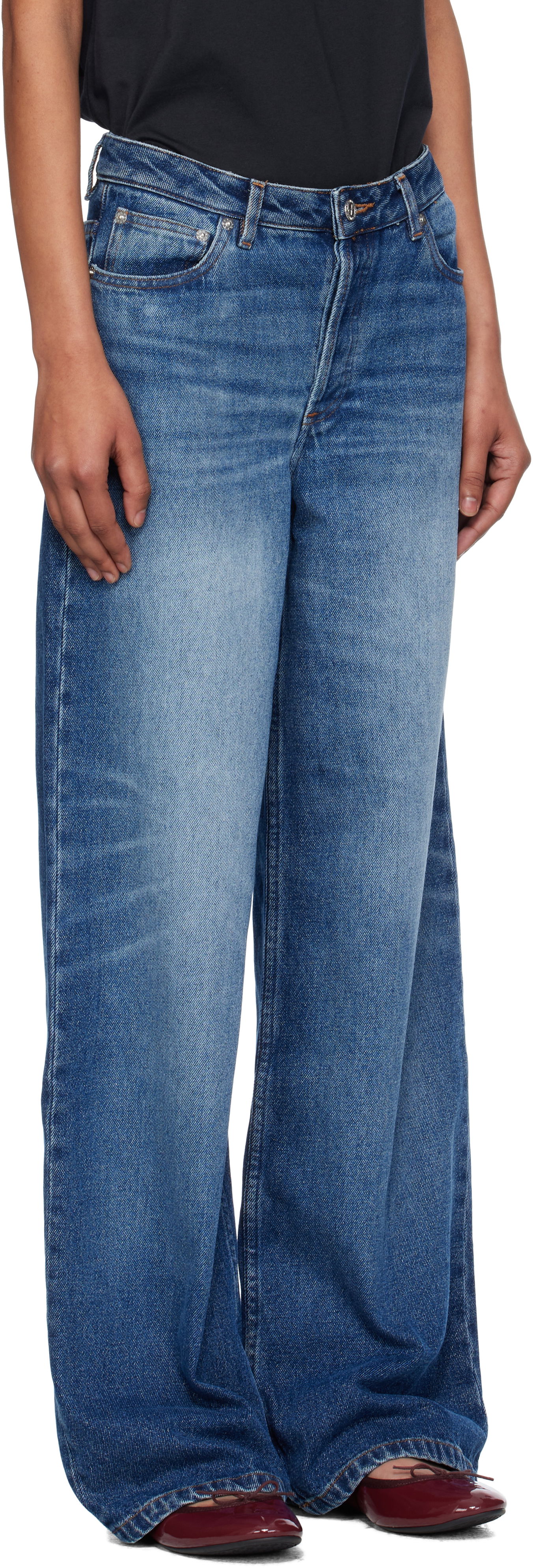 Дънки A.P.C. A.P.C. Elisabeth Wide-Leg Jeans Синьо | COHJL-F09181, 1