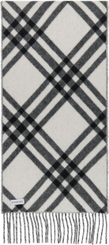 Шал Burberry Check Cashmere Scarf with Fringes Черно | 8099650, 1