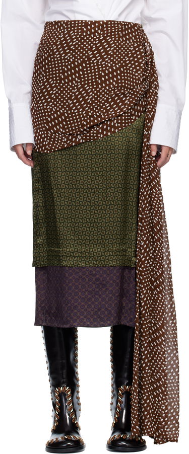 Пола Dries Van Noten Dries Van Noten Draped Silk Satin Midi Skirt Многоцветен | 252-010856-2110, 0