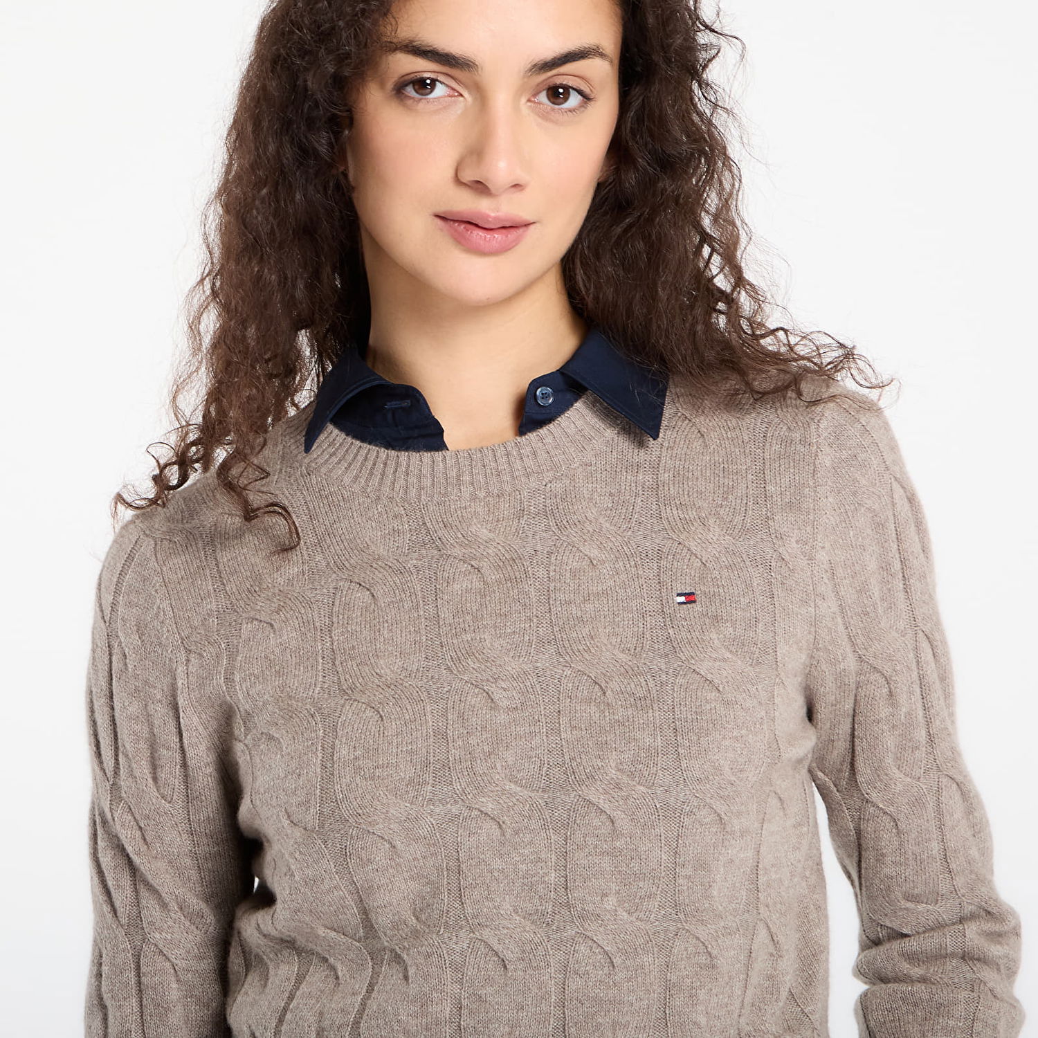 Пуловер Tommy Hilfiger Soft Wool Cable C-Neck Long Sleeve Sweater Бежово | WW0WW43586 ADL, 1