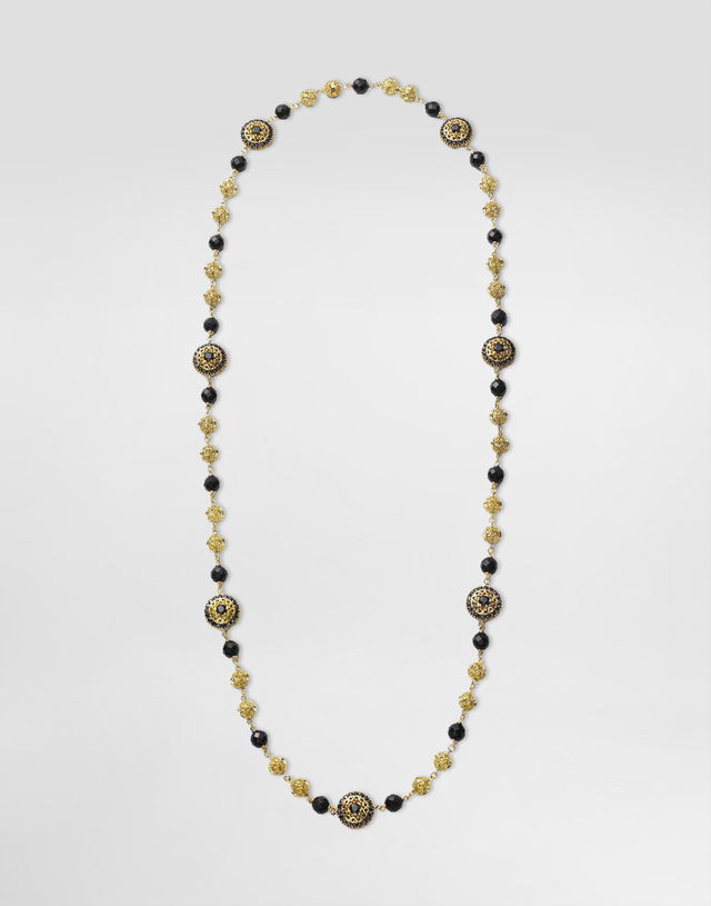 Dolce & Gabbana Sicily 18K Gold, Black Sapphires & Jade Necklace