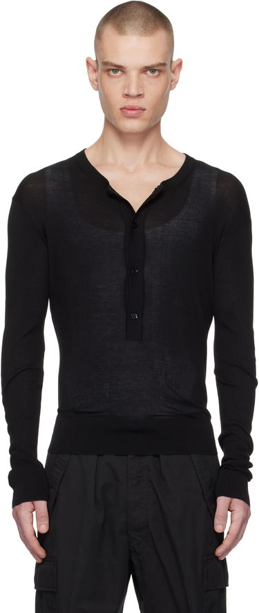 Тениска Tom Ford Tom Ford Four-Button Henley Черно | KYL023-YMS081F24, 0
