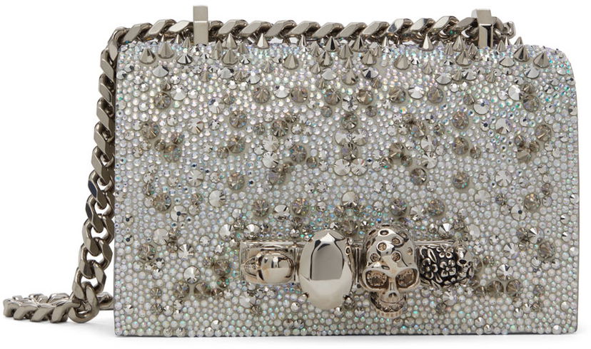 Дамска чанта Alexander McQueen Mini Jewelled Shoulder Bag Бяло | 653134D78OO