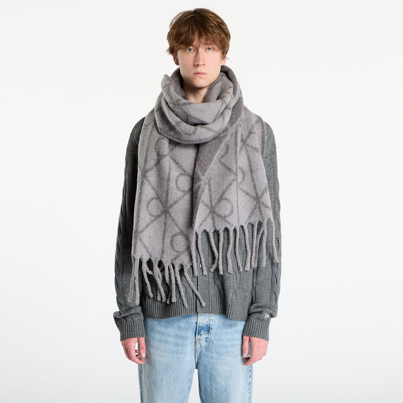 Шал CALVIN KLEIN Emblem Aop Brushed Scarf Сиво | LV04D8072G N3Z