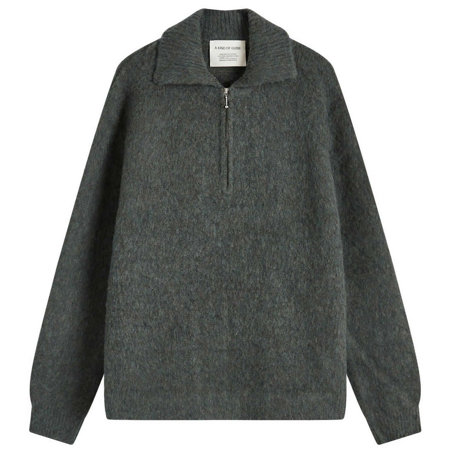 Поло тениска A Kind of Guise Sechura Zip Polo Shirt Green Shadow Melange Зелено | 564-12526-571, 0