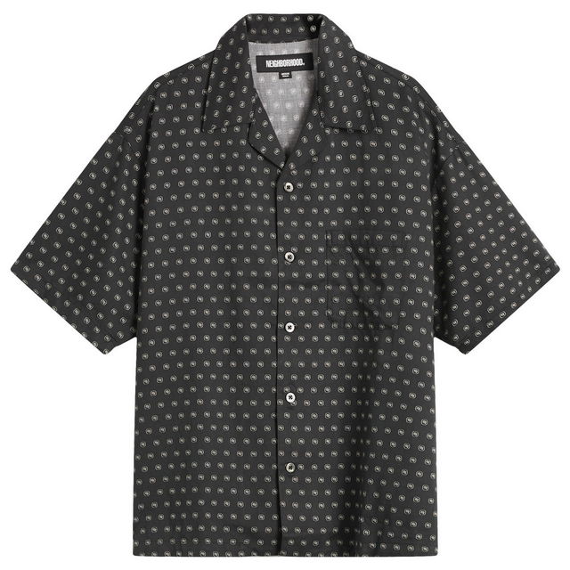 Monogram Pattern Hawaiian Shirt, Size Large